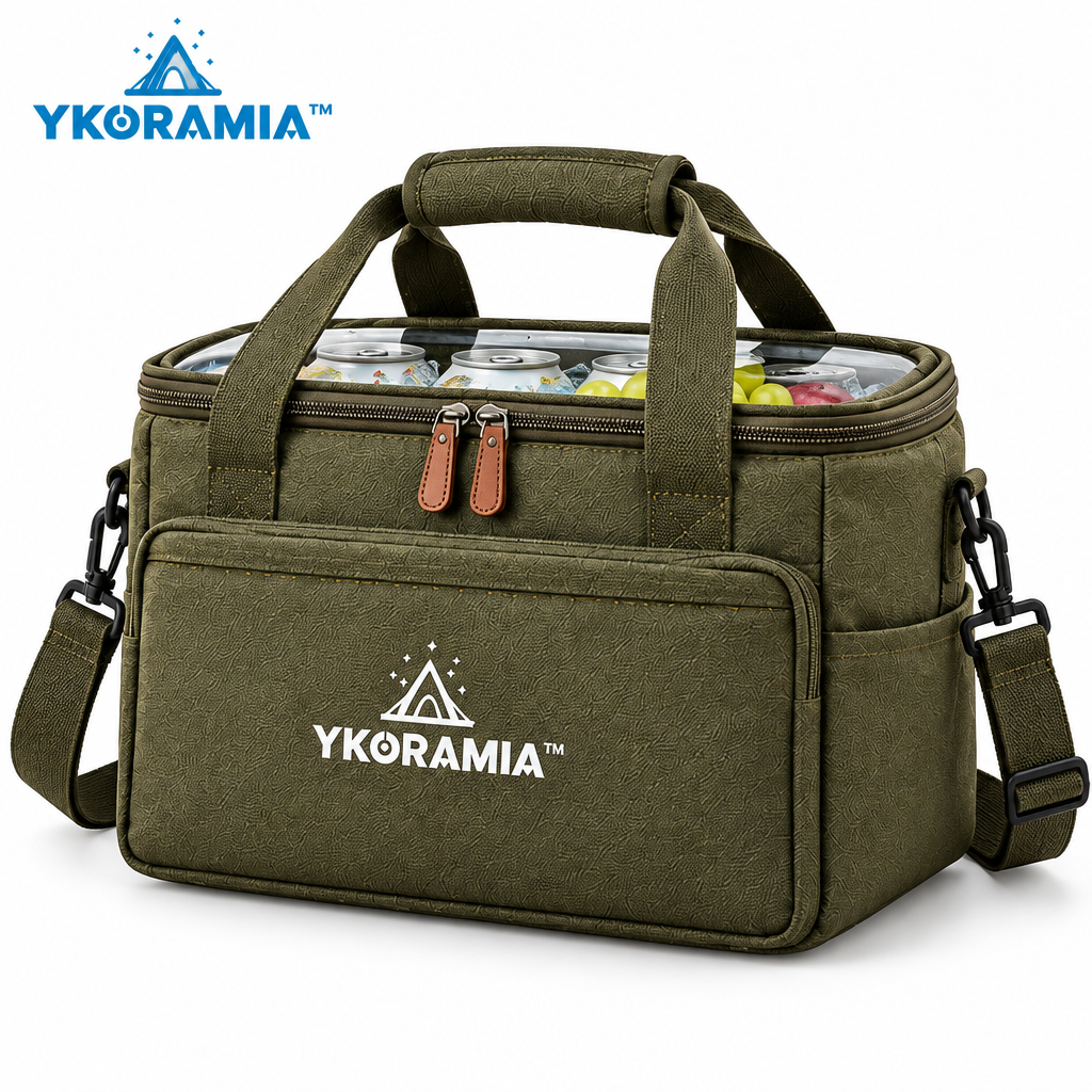 Ykoramia™ Cove Cooler – Structured Insulated Picnic Tote, Soft-Sided Cooler Bag for Outdoor Lunches, Beach Days & Road Trips