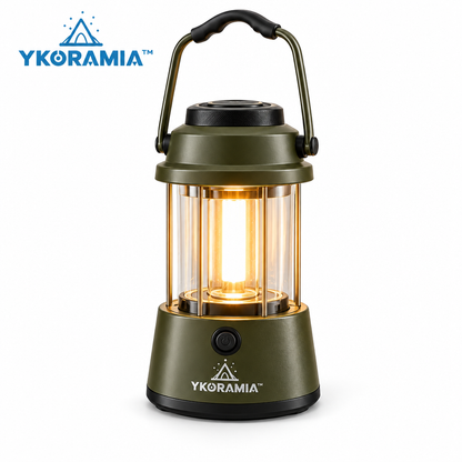 Ykoramia™ Halo Lantern – Rechargeable LED Camping Lantern, Dimmable Warm-Light Table Lamp with Hanging Handle for Campsites & Outdoor Evenings