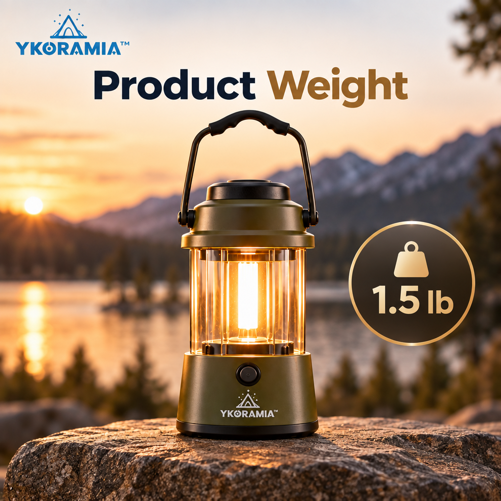 Ykoramia™ Halo Lantern – Rechargeable LED Camping Lantern, Dimmable Warm-Light Table Lamp with Hanging Handle for Campsites & Outdoor Evenings