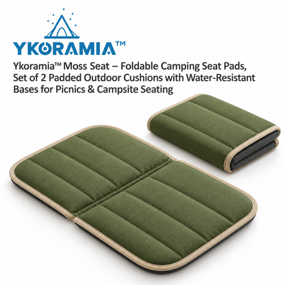 Ykoramia™ Moss Seat – Foldable Camping Seat Pads, Set of 2 Padded Outdoor Cushions with Water-Resistant Bases for Picnics & Campsite Seating