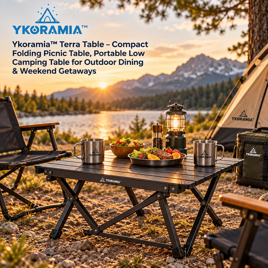 Ykoramia™ Terra Table – Compact Folding Picnic Table, Portable Low Camping Table for Outdoor Dining & Weekend Getaways