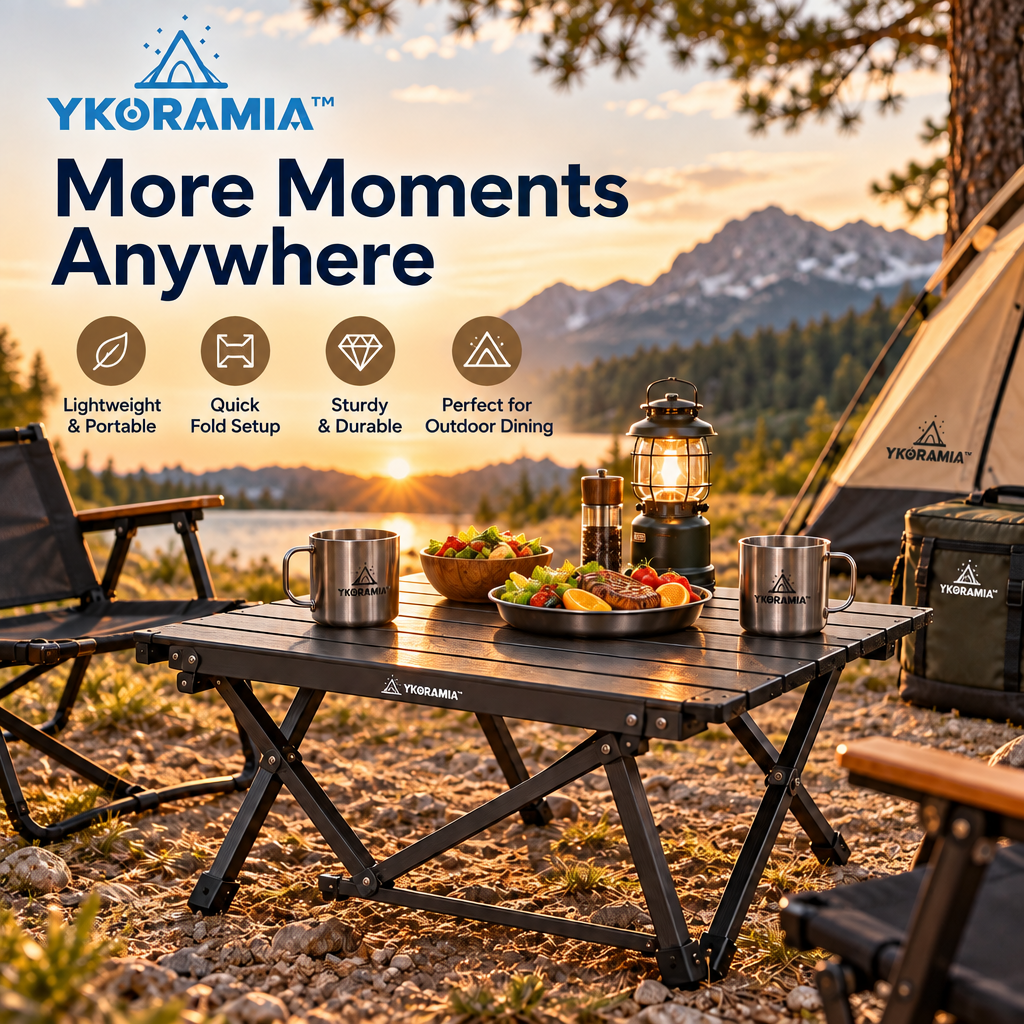 Ykoramia™ Terra Table – Compact Folding Picnic Table, Portable Low Camping Table for Outdoor Dining & Weekend Getaways